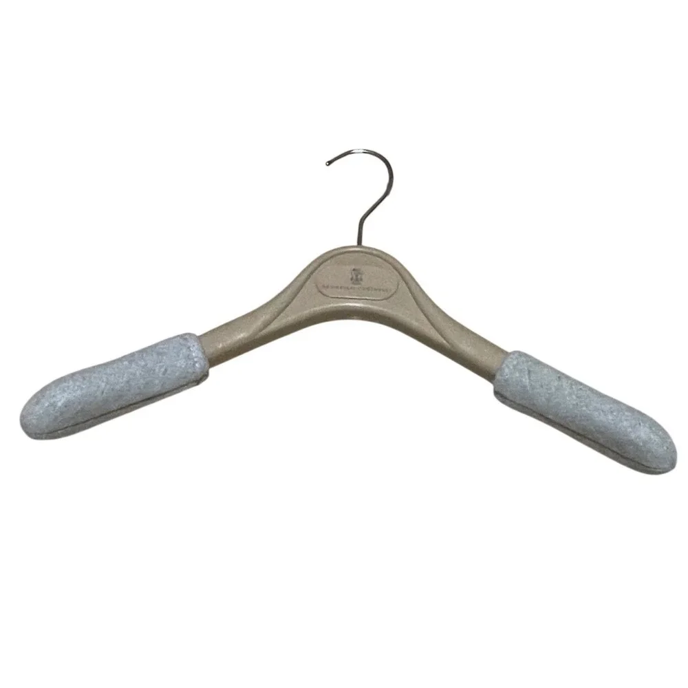 Brunello Cucinelli Luxury Coat Hanger Padded Felt Ends Taupe Grey Solomeo I09